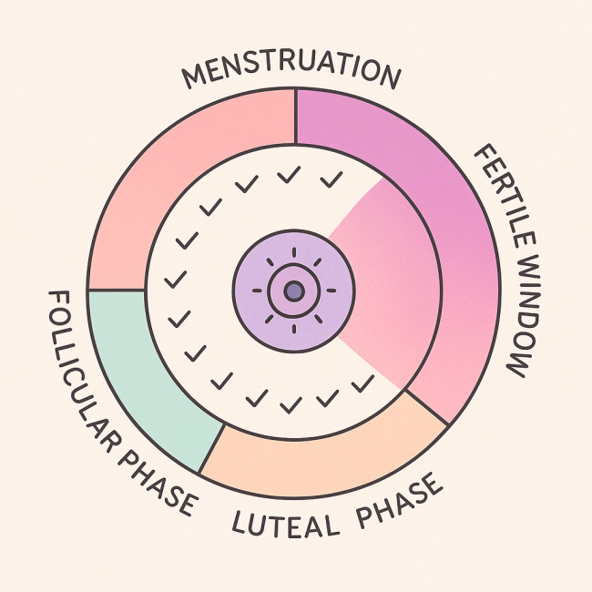 Schéma du calendrier du cycle féminin mettant en évidence l'ovulation