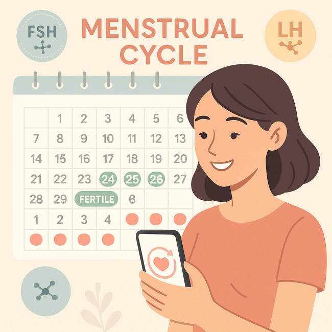 illustration femme consultant calendrier d'ovulation