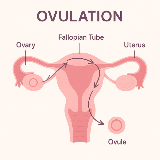 Schéma illustrant la libération de l'ovule et son trajet